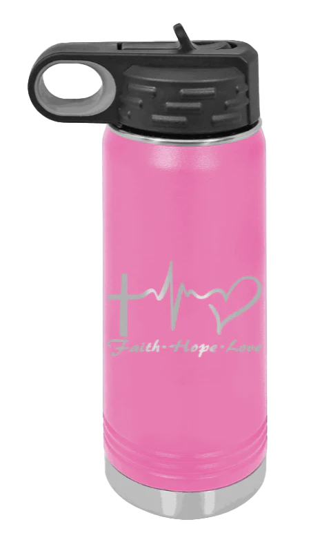 Faith Hope Love - 20oz Water Bottle Laser Engraved - Image 12