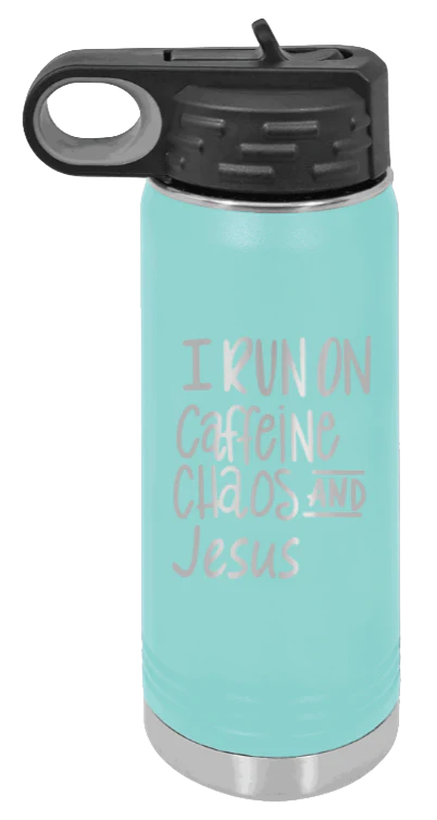 Caffeine Chaos and Jesus - 20oz Water Bottle Laser Engraved - Image 15