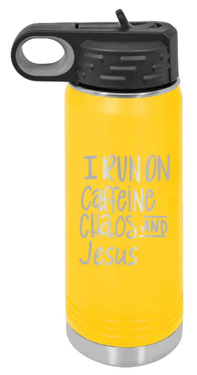 Caffeine Chaos and Jesus - 20oz Water Bottle Laser Engraved - Image 17