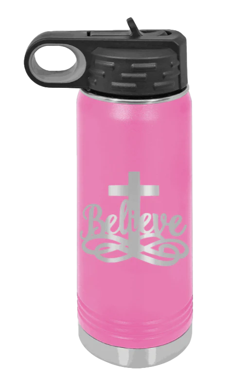 Believe - 20oz Water Bottle Laser Engraved - Image 12