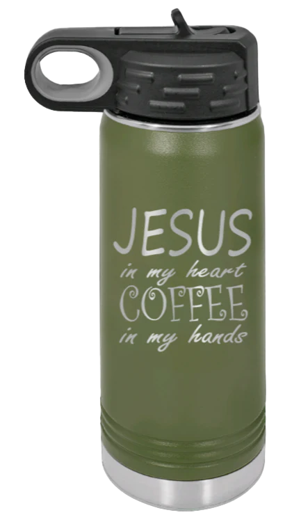 Jesus In My Heart Coffee In My Hand - 20oz Water Bottle Laser Engraved - Image 10