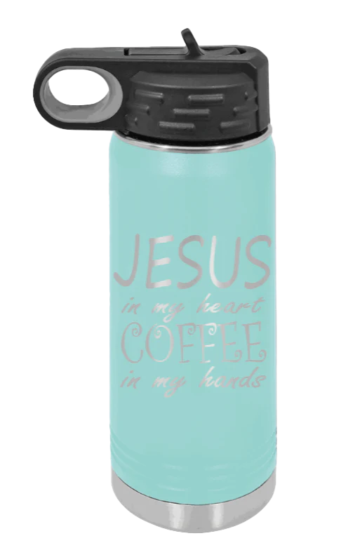 Jesus In My Heart Coffee In My Hand - 20oz Water Bottle Laser Engraved - Image 15