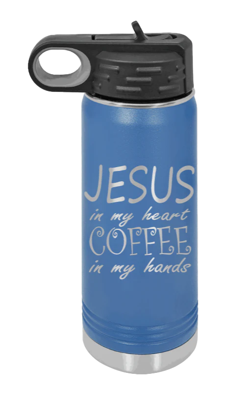 Jesus In My Heart Coffee In My Hand - 20oz Water Bottle Laser Engraved - Image 2