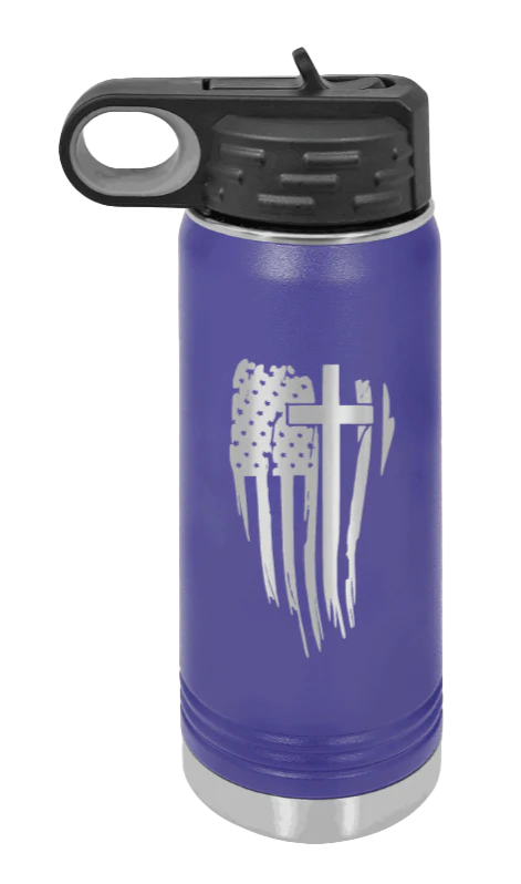 Cross Flag - 20oz Water Bottle Laser Engraved - Image 13