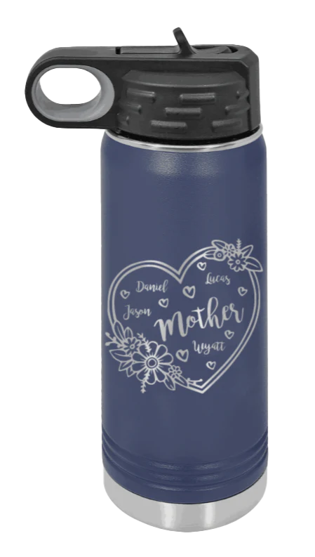 Mother with Names - 20oz Water Bottle Laser Engraved - Image 8