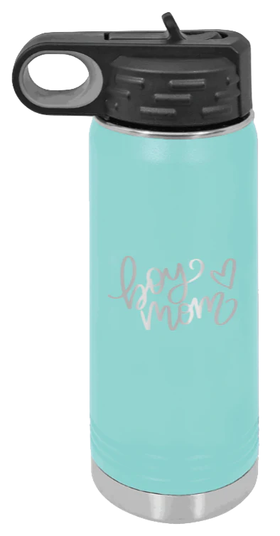 Boy Mom with Heart - 20oz Water Bottle Laser Engraved - Image 15