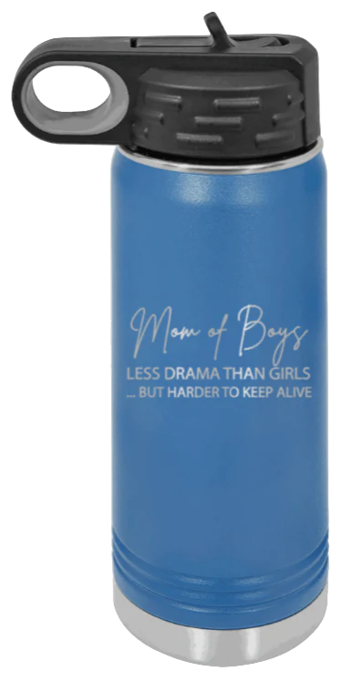 Mom of Boys - 20oz Water Bottle Laser Engraved - Image 2
