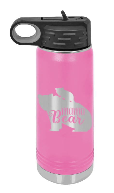 Mama Bear With Cub - 20oz Water Bottle Laser Engraved - Image 11