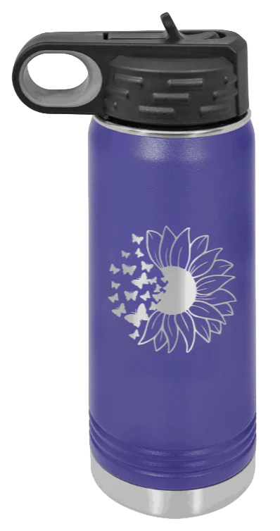 Butterfly Sunflower - 20oz Water Bottle Laser Engraved - Image 13