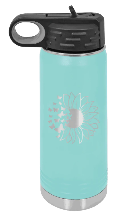 Butterfly Sunflower - 20oz Water Bottle Laser Engraved - Image 15