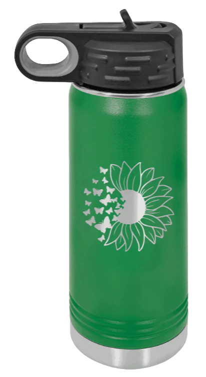 Butterfly Sunflower - 20oz Water Bottle Laser Engraved - Image 5