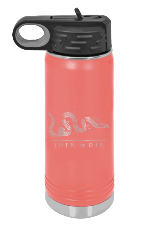 Join Or Die - 20oz Water Bottle Laser Engraved - Image 3