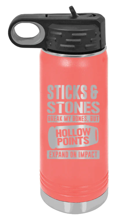 Hollow Points Expand On Impact - 20oz Water Bottle Laser Engraved - Image 3