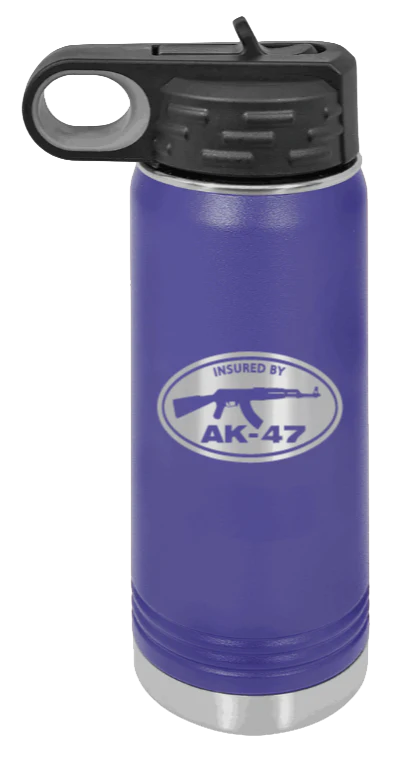 Insured By AK-47 - 20oz Water Bottle Laser Engraved - Image 13