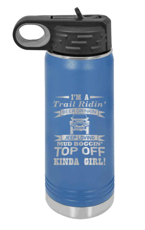 Trail Riding Jeep Girl - 20oz Water Bottle Laser Engraved - Image 2