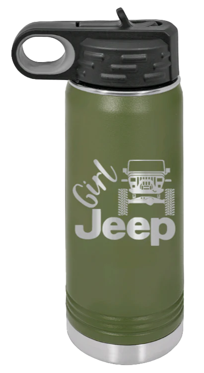 Girl Jeep YJ - 20oz Water Bottle Laser Engraved - Image 10