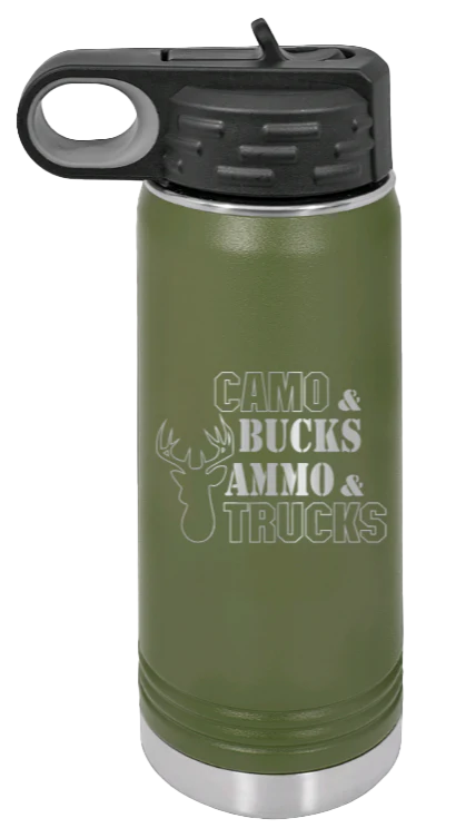 Camo and Bucks - 20oz Water Bottle - Image 10