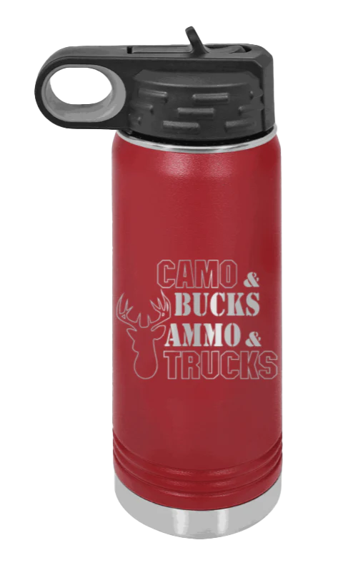 Camo and Bucks - 20oz Water Bottle - Image 8