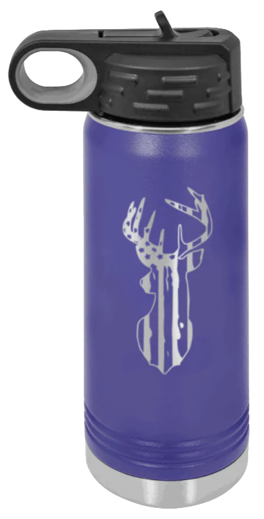 Distressed Flag Deer - 20oz Water Bottle - Image 13