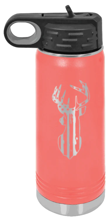 Distressed Flag Deer - 20oz Water Bottle - Image 3