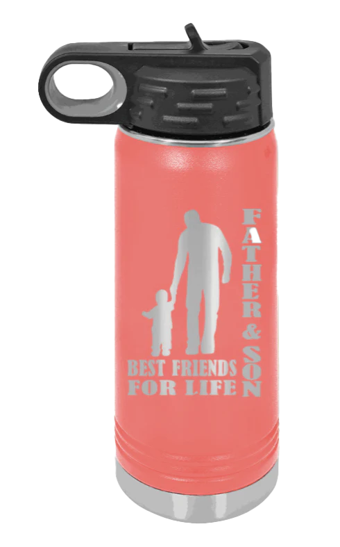Father And Son Best Friends For Life - 20oz Water Bottle Laser Engraved - Image 3