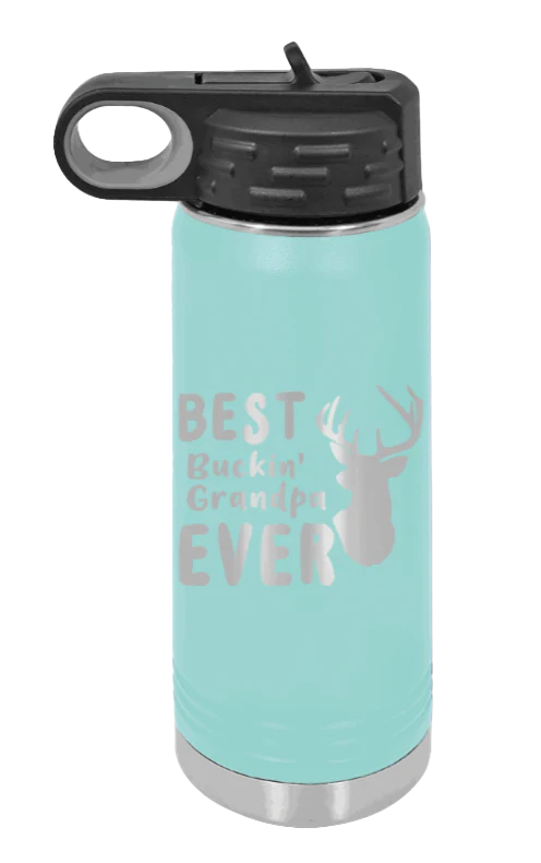 Best Buckin' Grandpa - 20oz Water Bottle Laser Engraved - Image 15