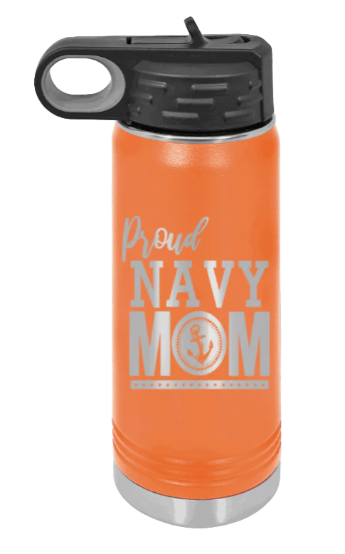 Navy Mom - 20oz Water Bottle Laser Engraved - Image 11