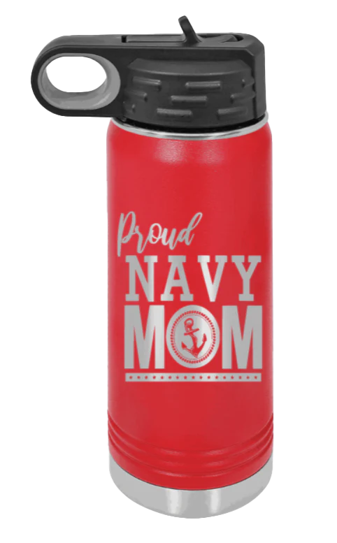 Navy Mom - 20oz Water Bottle Laser Engraved - Image 14