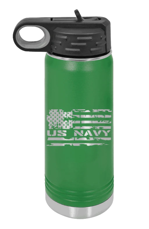 Navy  Flag - 20oz Water Bottle Laser Engraved - Image 5