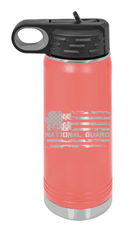National Guard Flag - 20oz Water Bottle Laser Engraved - Image 3
