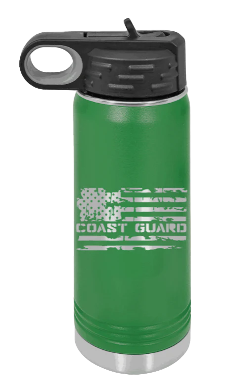 Coast Guard Flag - 20oz Water Bottle Laser Engraved - Image 5