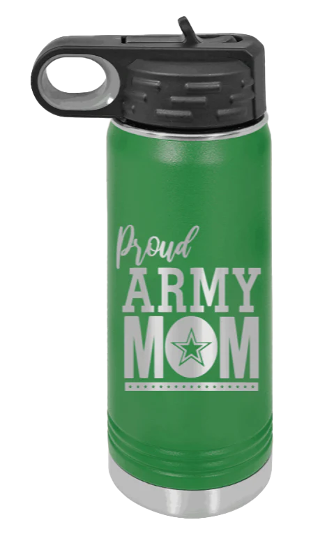 Army Mom - 20oz Water Bottle Laser Engraved - Image 5