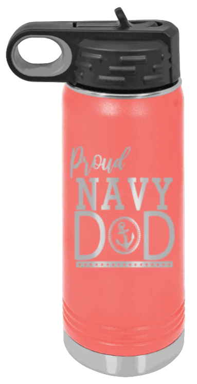 Navy Dad - 20oz Water Bottle Laser Engraved - Image 3