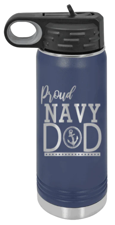 Navy Dad - 20oz Water Bottle Laser Engraved - Image 9