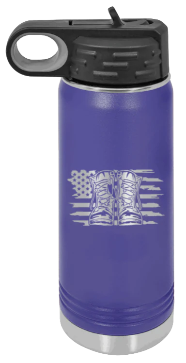 Combat Boots Flag - 20oz Water Bottle Laser Engraved - Image 13