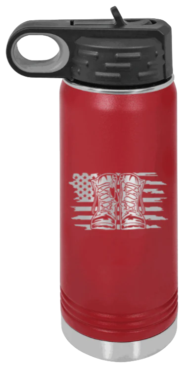 Combat Boots Flag - 20oz Water Bottle Laser Engraved - Image 8