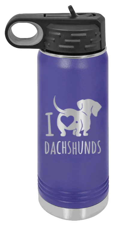 I Love Dachshunds- 20oz Water Bottle Laser Engraved - Image 13