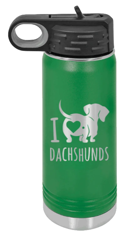 I Love Dachshunds- 20oz Water Bottle Laser Engraved - Image 5