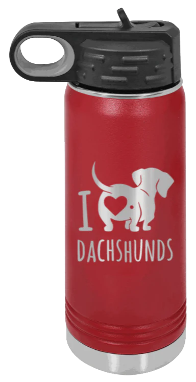 I Love Dachshunds- 20oz Water Bottle Laser Engraved - Image 8
