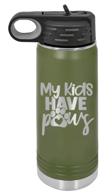 My Kids Have Paws - 20oz Water Bottle Laser Engraved - Image 10