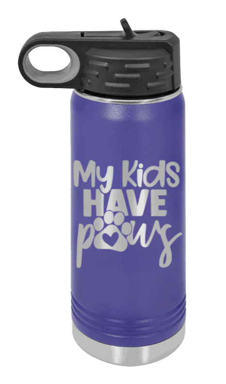 My Kids Have Paws - 20oz Water Bottle Laser Engraved - Image 13