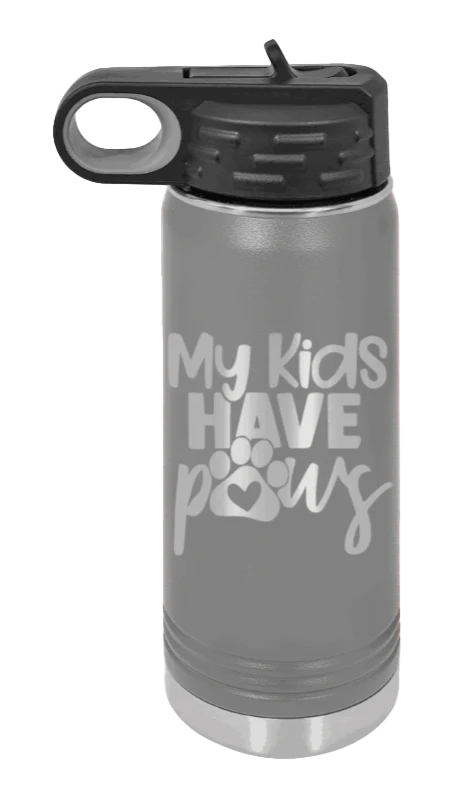 My Kids Have Paws - 20oz Water Bottle Laser Engraved - Image 4