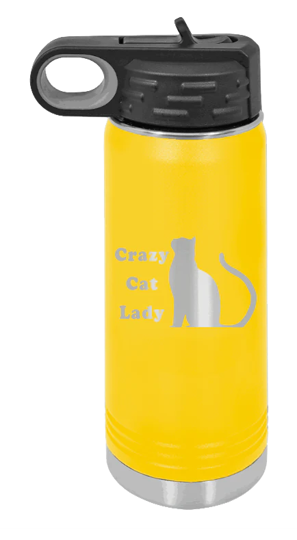 Crazy Cat Lady - 20oz Water Bottle Laser Engraved - Image 17