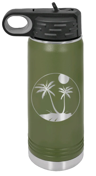 Palm Trees 3 - 20oz Water Bottle Laser Engraved - Image 10
