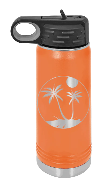 Palm Trees 3 - 20oz Water Bottle Laser Engraved - Image 11