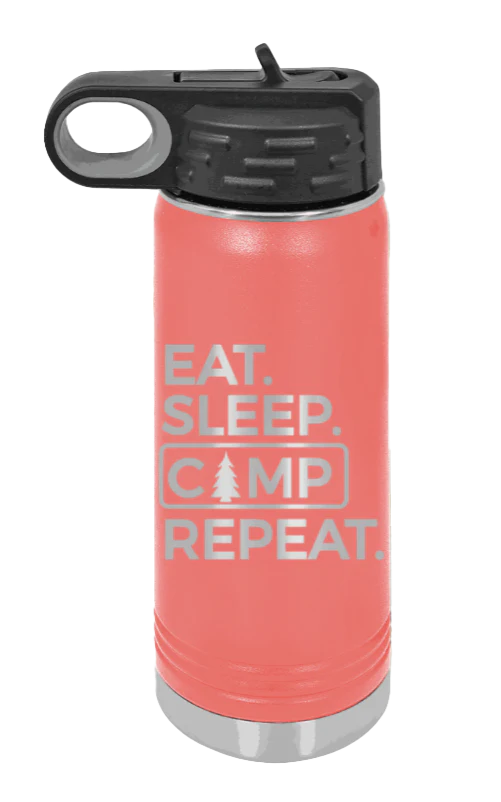 Eat Sleep Camp Repeat - 20oz Water Bottle Laser Engraved - Image 3