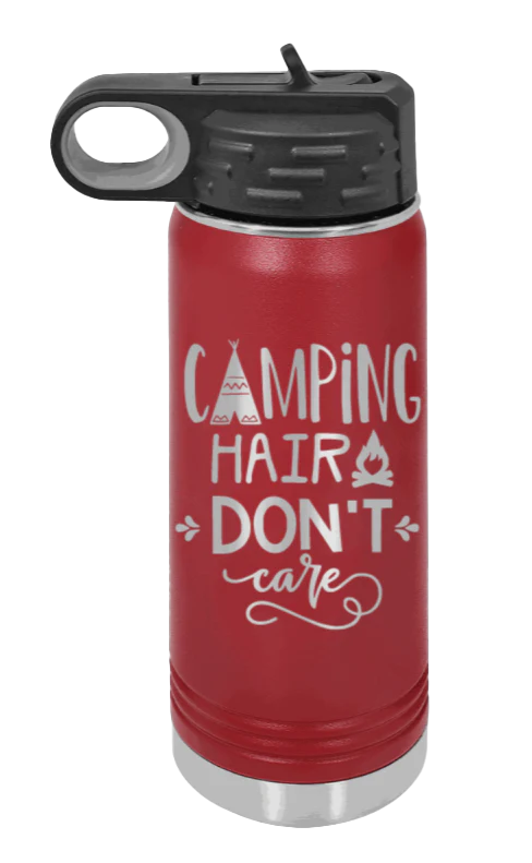 Camping Hair Don't Care - 20oz Water Bottle Laser Engraved - Image 8
