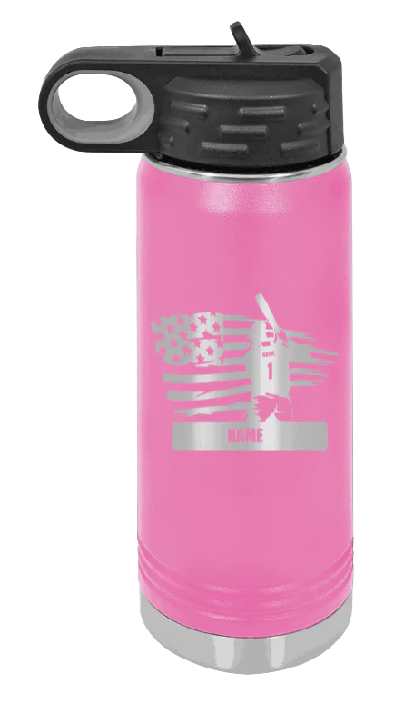 Baseball Player 2 - 20oz Water Bottle Laser Engraved - Image 12