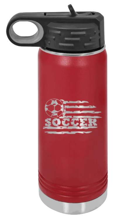 Soccer Flag - 20oz Water Bottle Laser Engraved - Image 8
