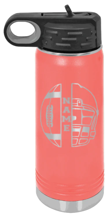 Football Helmet Name - 20oz Water Bottle Laser Engraved - Image 3